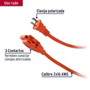 48048 Extensión eléctrica de uso rudo 15 m 2x16 AWG, Volteck