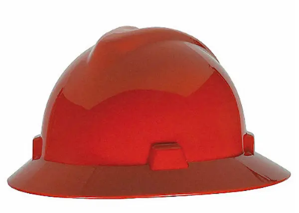 10032991 Casco V-GARD ala ancha suspension de matraca ROJO MSA