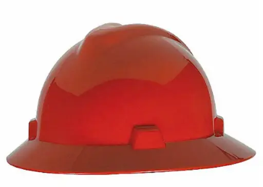 10032991 Casco V-GARD ala ancha suspension de matraca ROJO MSA